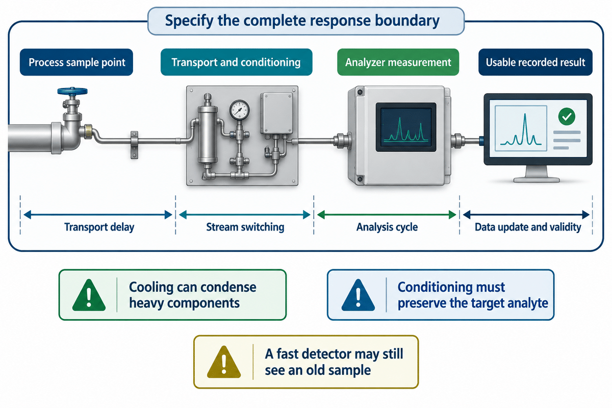Response covers the full sample-to-record path, not detector speed alone; Swagelok and Control Global.